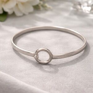 🖤 Vintage European Artisan Sterling Silver Bracelet with Hidden Diamond Accent 💎